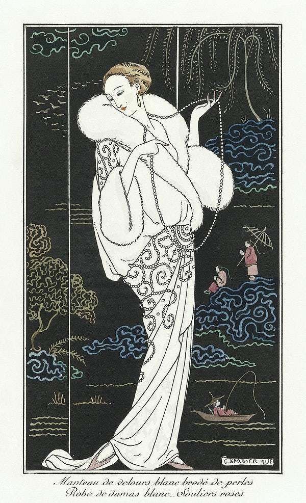 Costumes Parisiens, No.112: Manteau de velours from Journal des Dames et des Modes (1913) by George Barbier