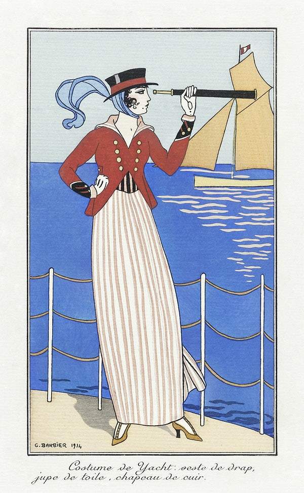 Costume de Yacht from Journal Dames et des Modes (1914) fashion illustration by George Barbier