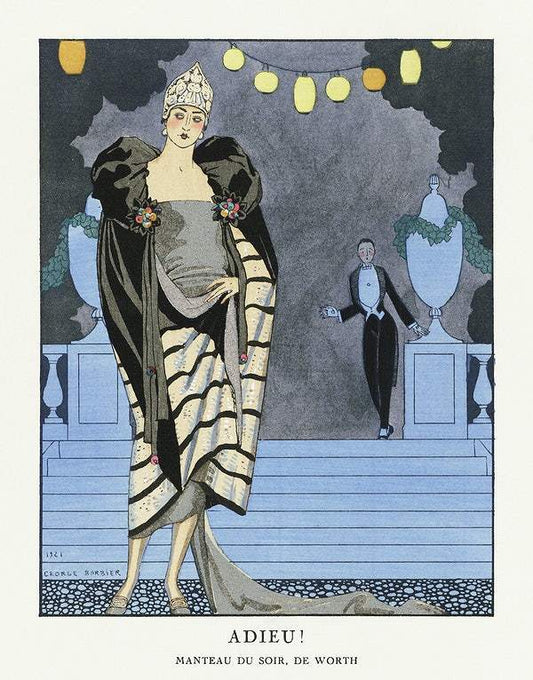 Evening Attire No. 4 Pl. 28 (1921) fashion illustration in high resolution by George Barbier