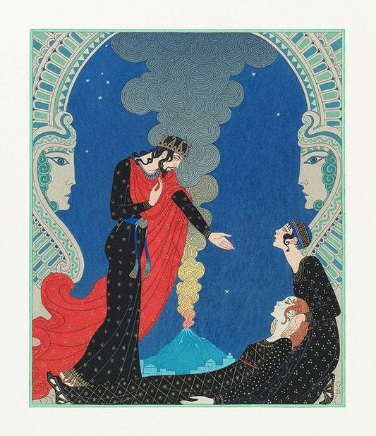 Empedocles and Panthea (1929) fashion illustration in high resolution by George Barbier