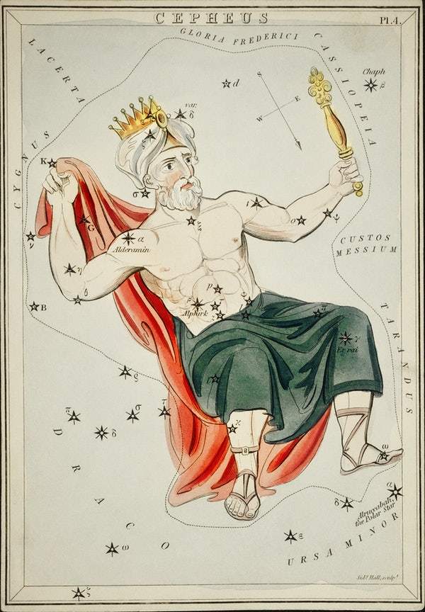 Sidney Hall’s (1831) astronomical chart illustration of the Cepheus