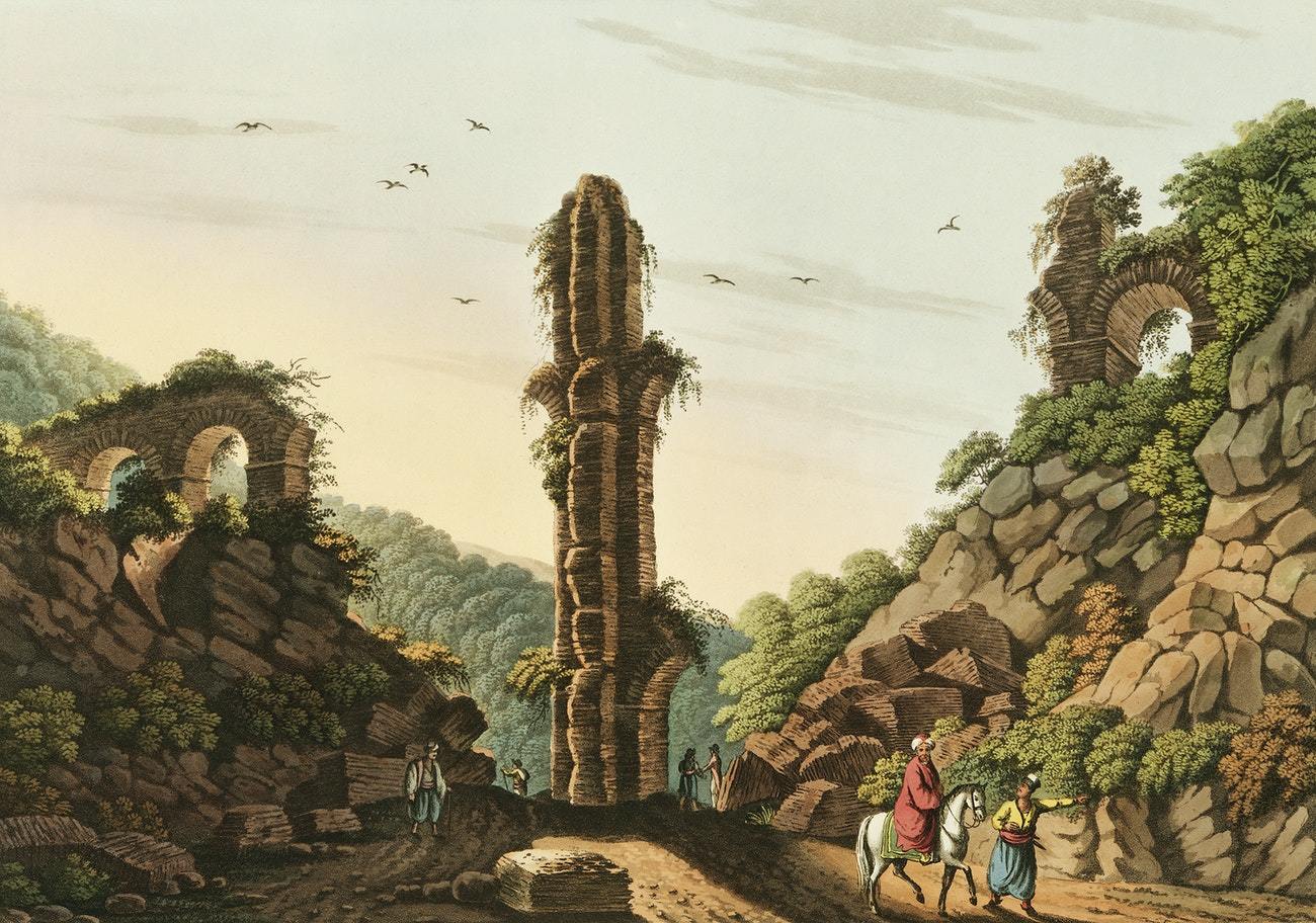 Ancient Aqueduct in Samos by Luigi Mayer (1755-1803)