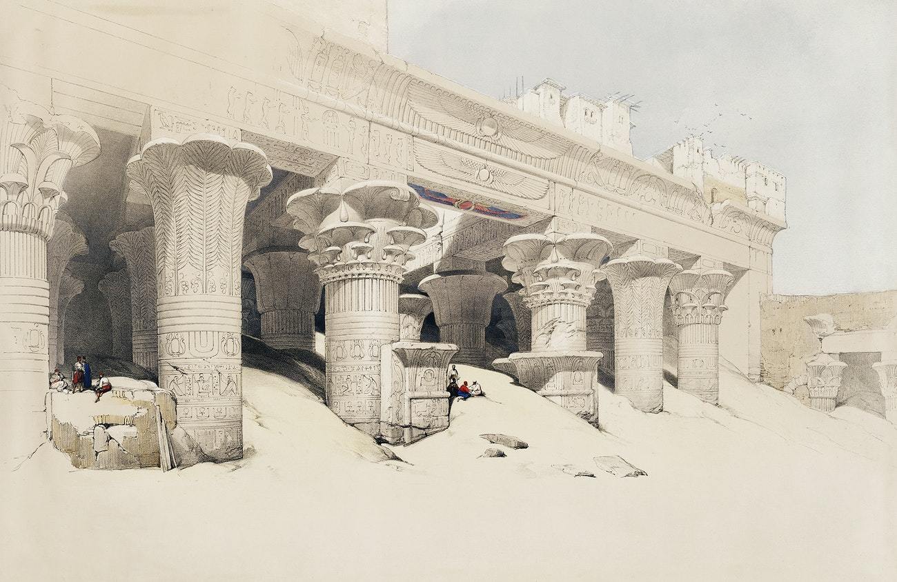 Portico of the Temple of Edfou by David Roberts (1796-1864)