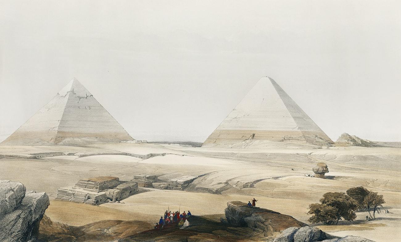 Pyramids of Geezeh by David Roberts (1796-1864)