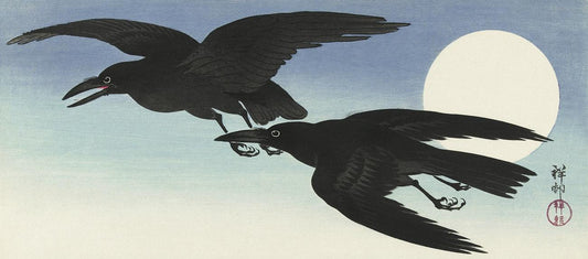 Crows at full moon (1925 - 1936) by Ohara Koson