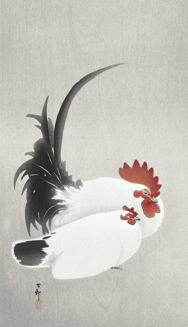 Rooster and hen (1900 - 1930) by Ohara Koson