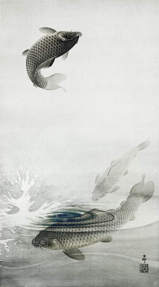 Three carps (1877-1945) by Ohara Koson