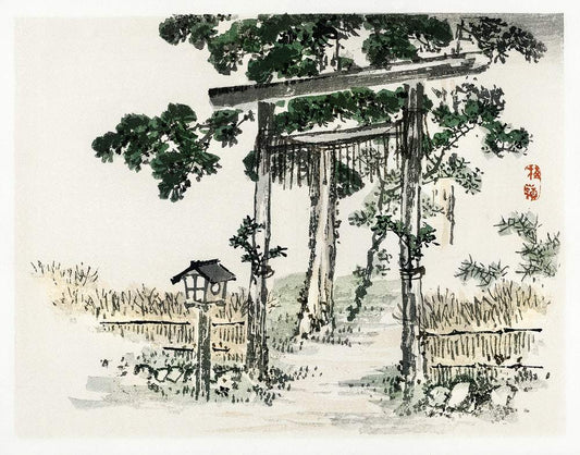 Shrine gate by Kōno Bairei (1913)