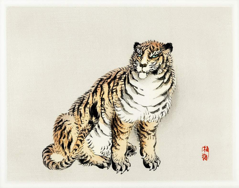 Tiger by Kōno Bairei (1913)