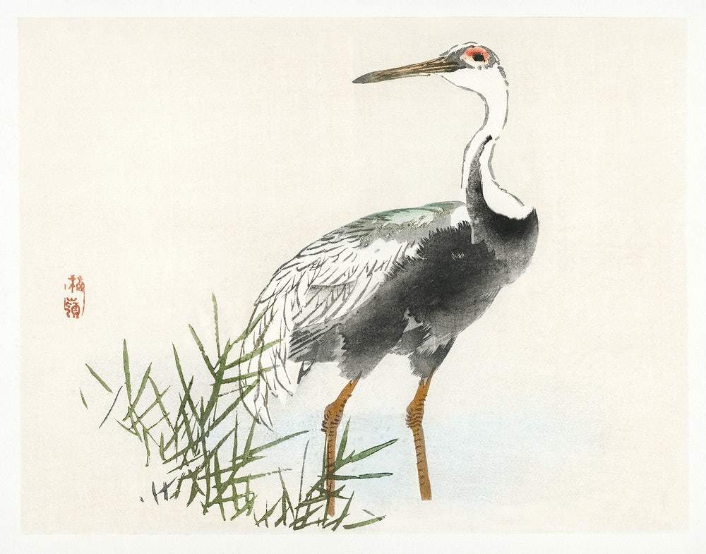 Crane by Kōno Bairei (1913)