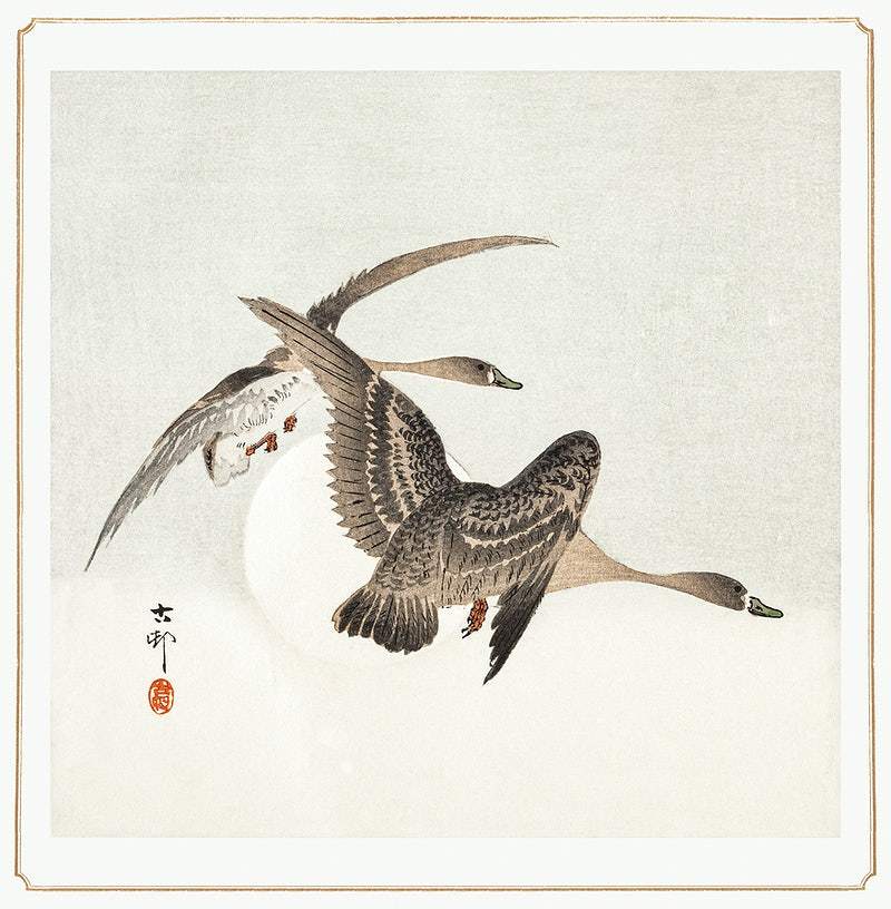 Geese and Full Moon by Ohara Koson