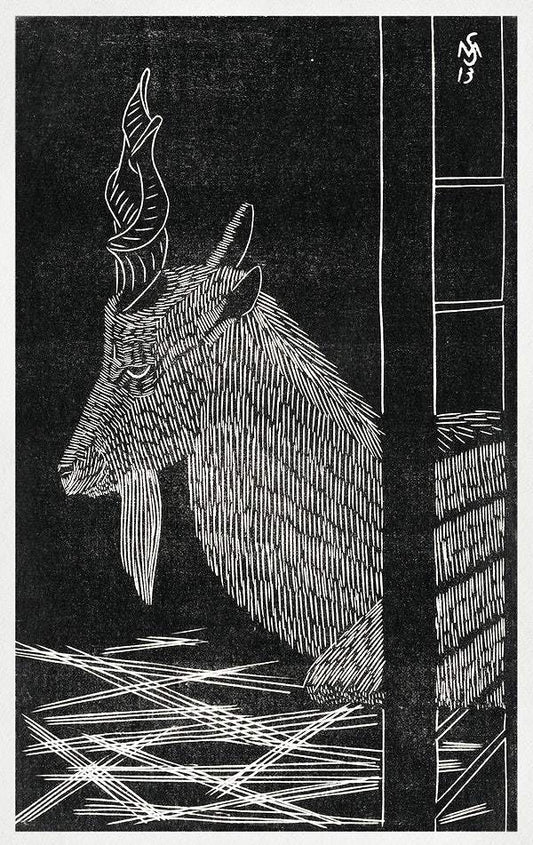 Sitting deer in a cage by Samuel Jessurun de Mesquita