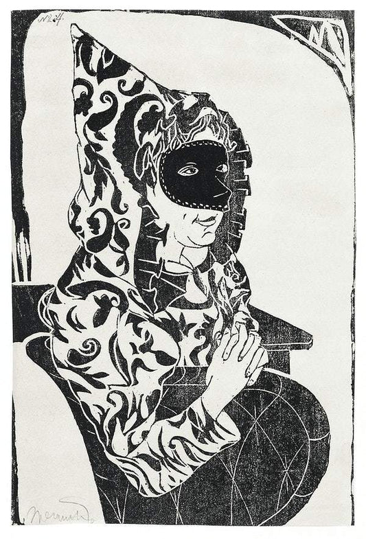 Masked woman with cape by Samuel Jessurun de Mesquita