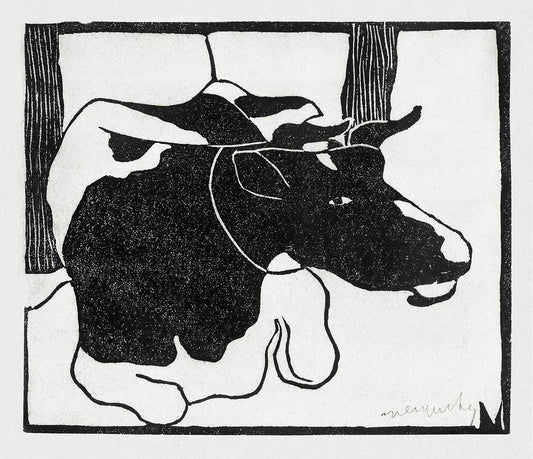 Lying cow (Liggende koe) (c.1900) print in high resolution by Samuel Jessurun de Mesquita