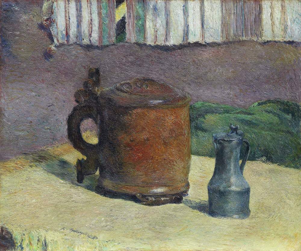 Still Life: Wood Tankard and Metal Pitcher (1880) by Paul Gauguin