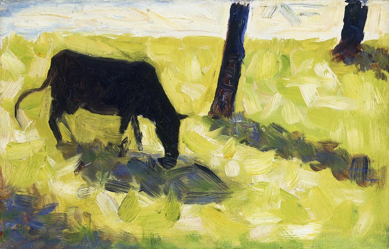 Black Cow in a Meadow (ca. 1881) by Georges Seurat