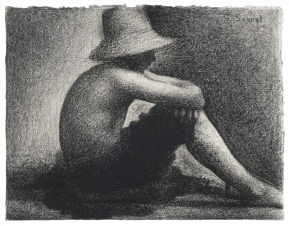 Seated Boy with Straw Hat, study for Bathers at Asnières (ca. 1883–1884) by Georges Seurat