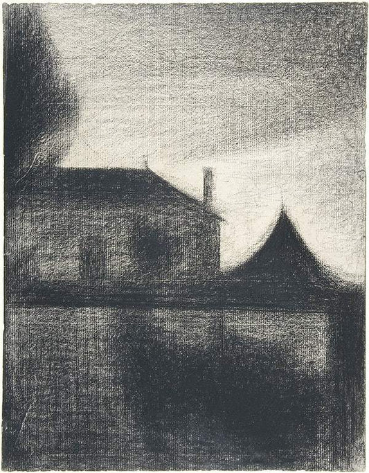 House at Dusk (La Cité) (1886) by Georges Seurat