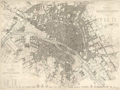 A detailed historical map of the Eastern division of Paris, showing street layouts and buildings from 1834.