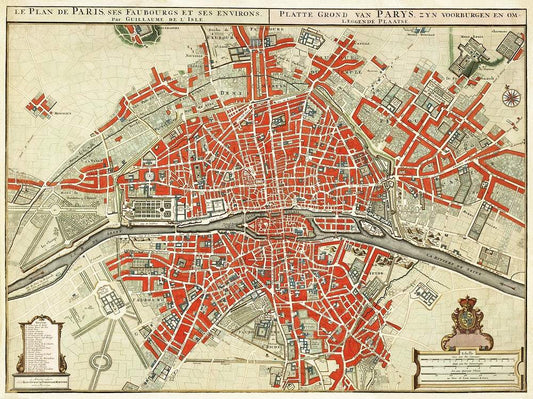 Plattegrond van Parijs (ca. 1721–1774) by Guillaume Delisle