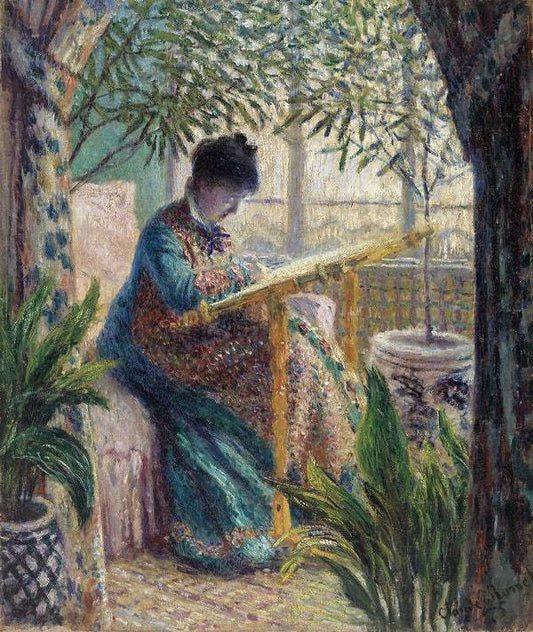 Madame Monet Embroidering (1875) by Claude Monet