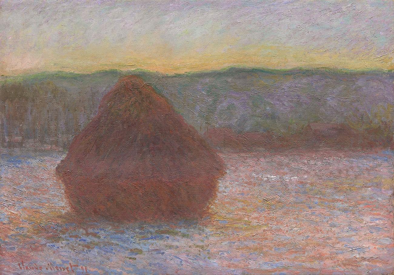 Haystacks, Thaw, Sunset (1890–1891) by Claude Monet