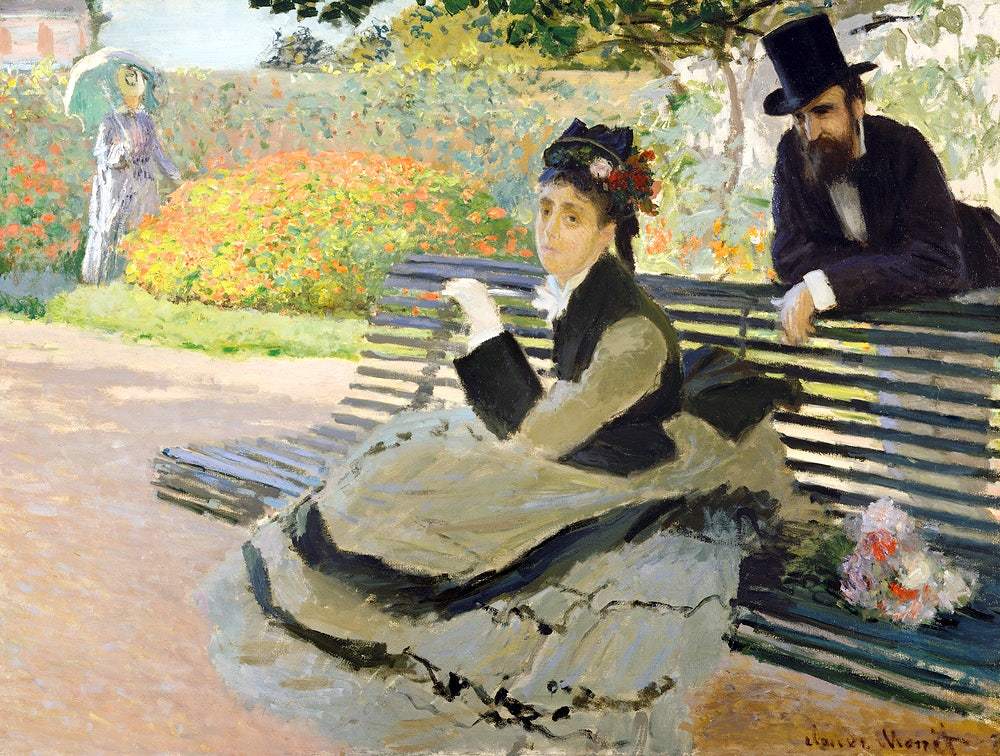 Camille Monet (1847–1879) on a Garden Bench (1873) by Claude Monet