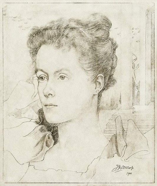 Portrait of Jan Toorop's wife Annie Hall or her sister Janet Hall (1900) by Jan Toorop