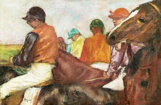 The Jockeys (ca. 1882) painting in high resolution by Edgar Degas