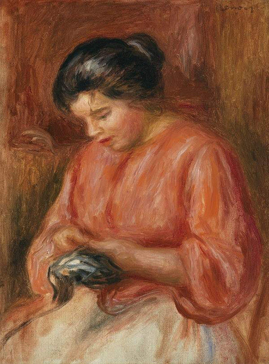 Girl Darning (1909) by Pierre-Auguste Renoir