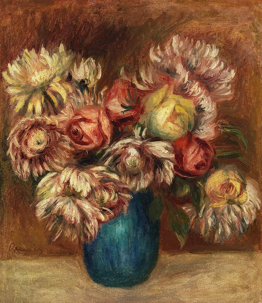 Flowers in a Green Vase (Fleurs dans un vase vert) (1912) by Pierre-Auguste Renoir