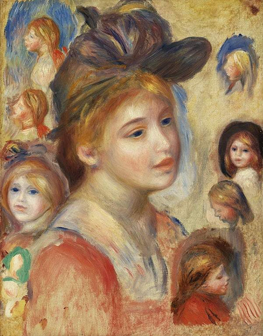 Study of Girls' Heads (1893) by Pierre-Auguste Renoir