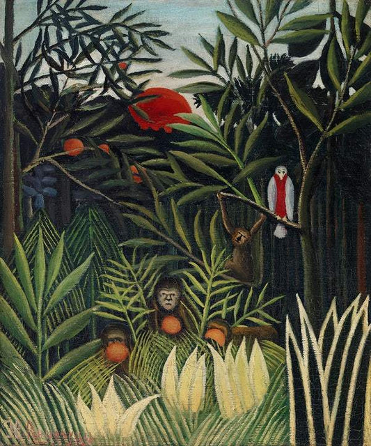 Monkeys and Parrot in the Virgin Forest (ca. 1905–1906) by Henri Rousseau