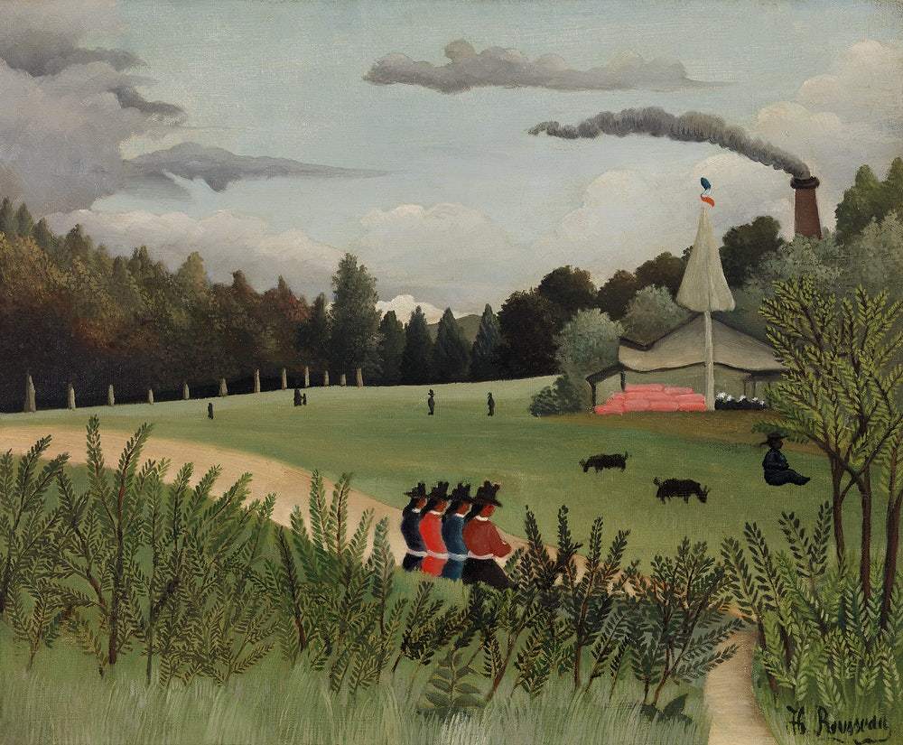 Landscape and Four Young Girls (ca. 1895) by Henri Rousseau