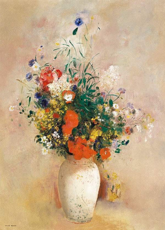 Vase of Flowers (Pink Background) (1906) by Odilon Redon