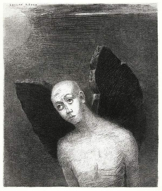 The Fallen Angel Spreads His Black Wings (1886) by Odilon Redon