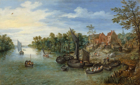 River Landscape by Jan Brueghel I 1595