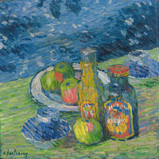 Still Life with Bottles and Fruit by Alexej Jawlensky