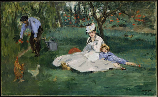 The Monet Family in Their Garden by Edourd Manet 1874