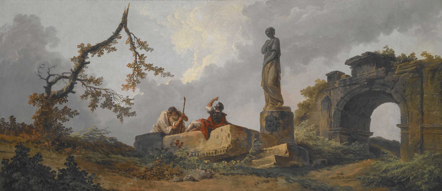 The Statue by Hubert Robert 1754