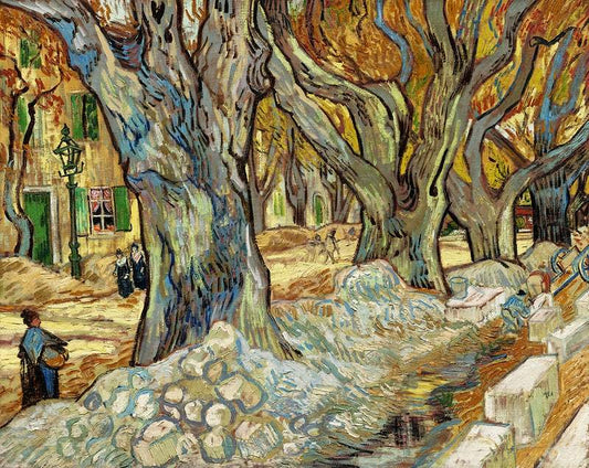 The Large Plane Trees (Road Menders at Saint-Rémy) (1889) by Vincent Van Gogh