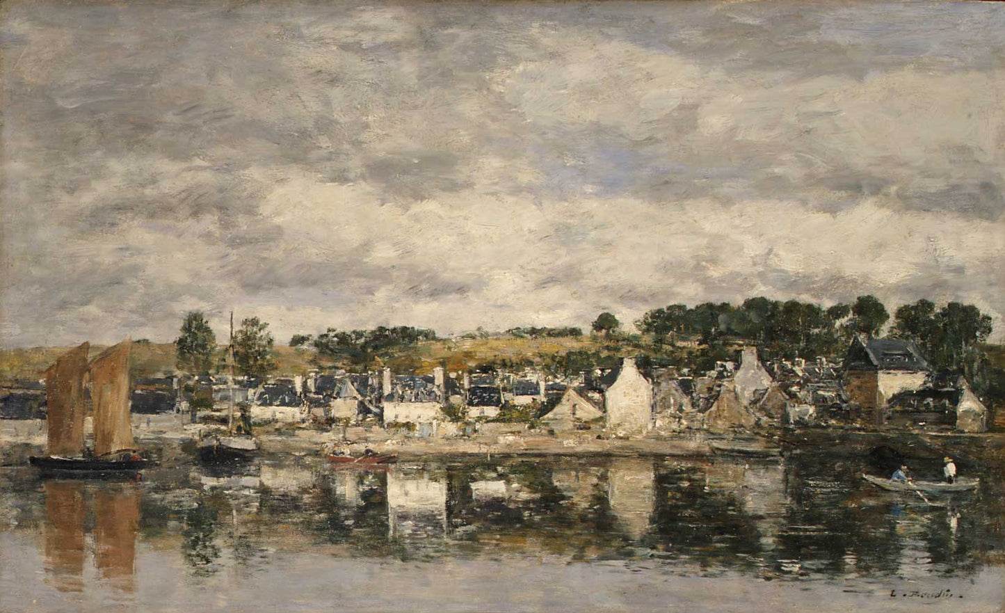 Village by a River by Eugène Boudin 1867