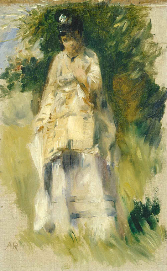 Woman Standing by a Tree by Pierre-Aguste Renoir 1866